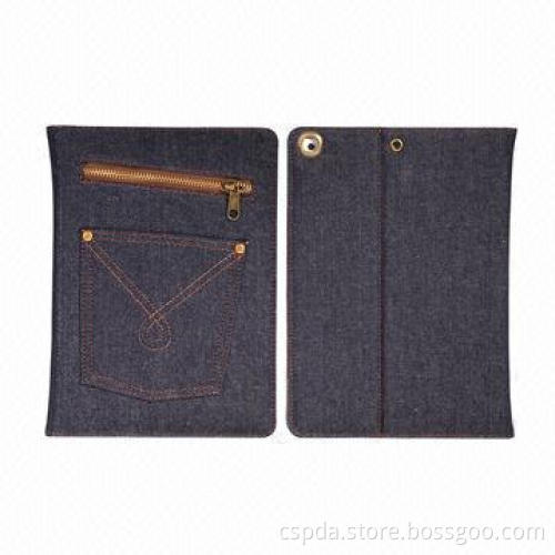 New arrival dark blue jeans case for iPad Air, with zip and pocket